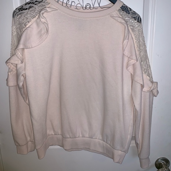 Cream lace shoulder sweatshirt - Picture 1 of 4